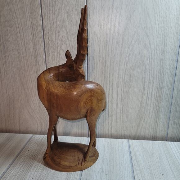 Vtg Handcarved Wooden Gazell Kenya Sculpture Besmo Figurine African MCM - Picture 3 of 7